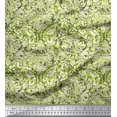 thumbnail image 1 of Soimoi Modal Satin Fabric Leaves & Floral Batik Printed Fabric 1 Yard 42 Inch Wide, 1 of 3
