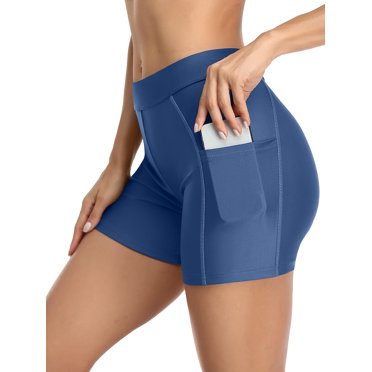 Charmo Swim Shorts for Women with Pockets High Waisted Swimsuit Shorts Board Shorts