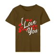 thumbnail image 4 of Pisexur Valentines Day T-shirt Top T-shirt à Manches Courtes Imprimé Amour de la Saint-Valentin pour Femmes, Col Rond, 4 of 5