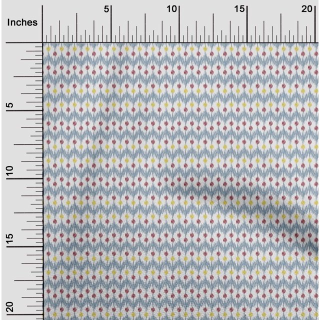 oneOone Tissu Popeline Sergé Coton Bio Chevron Ikat Imprimé au Mètre 42 Pouces de Large