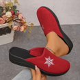 thumbnail image 3 of Women Fashion Slip on Slippers Snowflake Design Flock Material Semi Enclosed Toe Soft Sole Casual Slide Sandals, 3 of 6