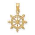 thumbnail image 1 of 14k Yellow Gold Ship Wheel Necklace Charm Pendant Seashore Boating, 1 of 8