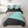 thumbnail image 2 of YST Patchwork Teal Triangle 7-Piece Comforter Set, King, Modern Abstract Geometry, 2 of 5