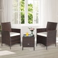thumbnail image 3 of Costway 3PCS Patio Rattan Furniture Set Cushioned Sofa Glass Tabletop White, 3 of 10