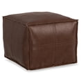 thumbnail image 1 of Simpli Home Brody Boho Square Pouf in Distressed Dark Brown Faux Leather, 1 of 7