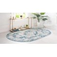 thumbnail image 2 of Unique Loom 3151857 5 x 8 ft. Salle Garnier Sofia Oval Rug, Blue, 2 of 2