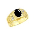 thumbnail image 3 of RYLOS Men's Rings 14K Yellow Gold Designer Nugget Ring Oval 9X7MM Gemstone &  Diamonds  Cabochon Onyx Birthstone Rings For Man Size 12, 3 of 7
