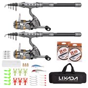 Fishing Pole Combo Set 2PCS Rod and Reel Telescopic Fishing Rod Carbon Fiber Spinning Reels Fishing Accessories 1.5/1.8/2.1/2.4m