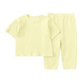 thumbnail image 1 of Birdeem Mode Filles Décontracté T-Shirts à Manches Courtes Col Rond Bouton Uni Ensembles de Pantalons Longs, 1 of 10