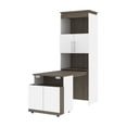 thumbnail image 4 of Bestar Orion 30W Shelving Unit w/ Fold-Out Desk in white & walnut grey, 4 of 6