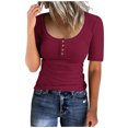 thumbnail image 1 of AherBiu Womens 2025 Ribbed Knit T Shirts Square Neck Slim Fitting Tshirts Summer Casual Basic Tops Blouses, 1 of 4