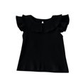 thumbnail image 1 of LLYwey Baby Girls Ruffle Tank Tops - Toddler Casual Ribbed Smocked Sleeveless T-Shirts - Kids Button Keyhole Back Summer Tanks, T-7, Black, 2T, 1 of 3