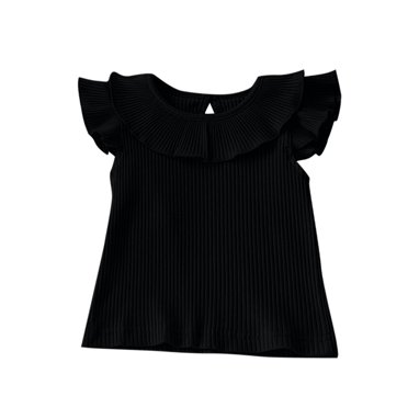 Posijego Débardeurs à Volants pour Bébés et Tout-Petites Filles, Dos Goutte d'Eau, Gilet en Tricot Côtelé, Chemisiers, T-Shirts Débardeurs pour Bébés Filles