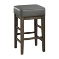 thumbnail image 2 of Lexicon 24 Inch Height Wooden Counter Stool Faux Leather Seat Barstool, Gray, 2 of 3
