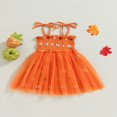 thumbnail image 2 of Robe d'Halloween pour Bébé Fille Imprimé Citrouille Sans Manches en Tulle Robe Trapèze, 2 of 7
