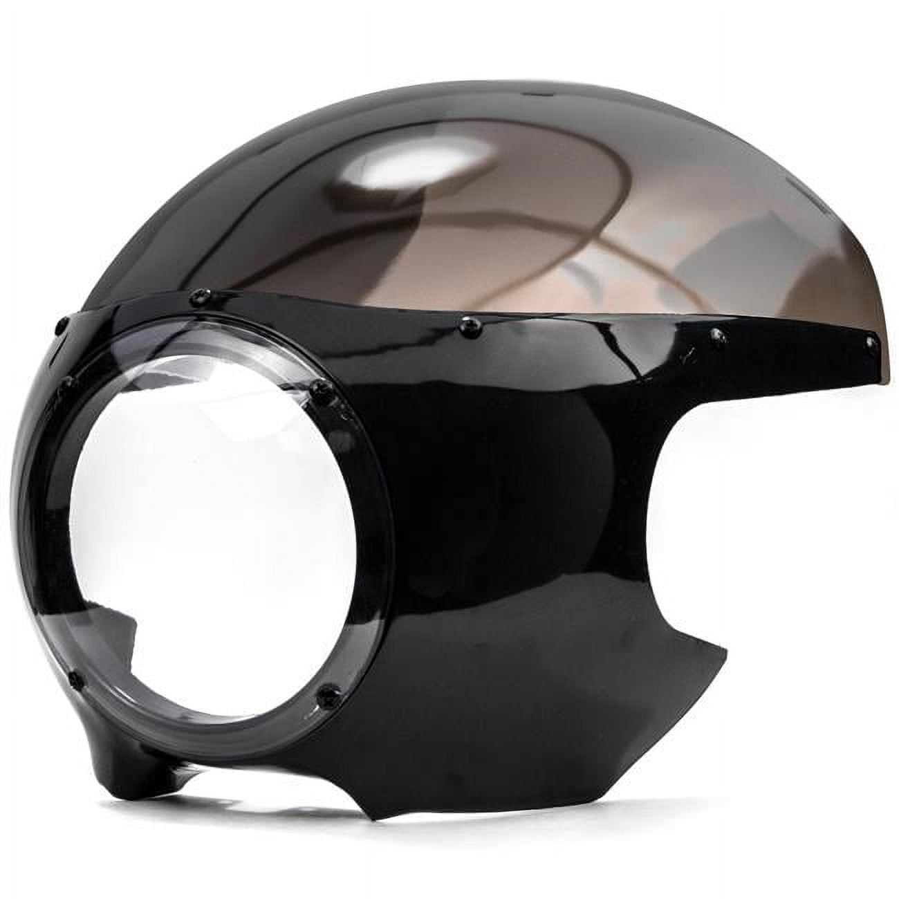 Krator JBM-6003-2 5.75 in. Motorcycle Headlight Fairing Screen Retro Cafe Racer Drag, Black & Smoke