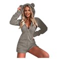 thumbnail image 2 of Combinaison Short Femme à Manches Longues à Capuche Pyjama Combinaison Décontractée Hiver Chaude Combinaison de Nuit Grande Taille Combinaison en Liquidation, 2 of 5