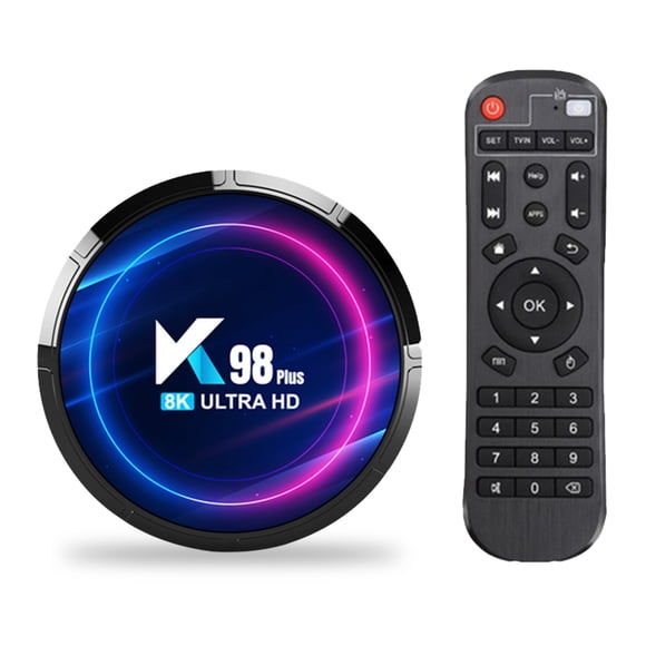 Boîtier TV Intelligent Android 13.0 RK3528 avec Décodage 8K, 4 Go RAM+64 Go ROM, WiFi6 Double Bande 2.4G/5G et Bluetooth 5.0, Ethernet 100M, Affichage Numérique, Télécommande Infrarouge et Prise US 110-240V pour Médias 4K UHD