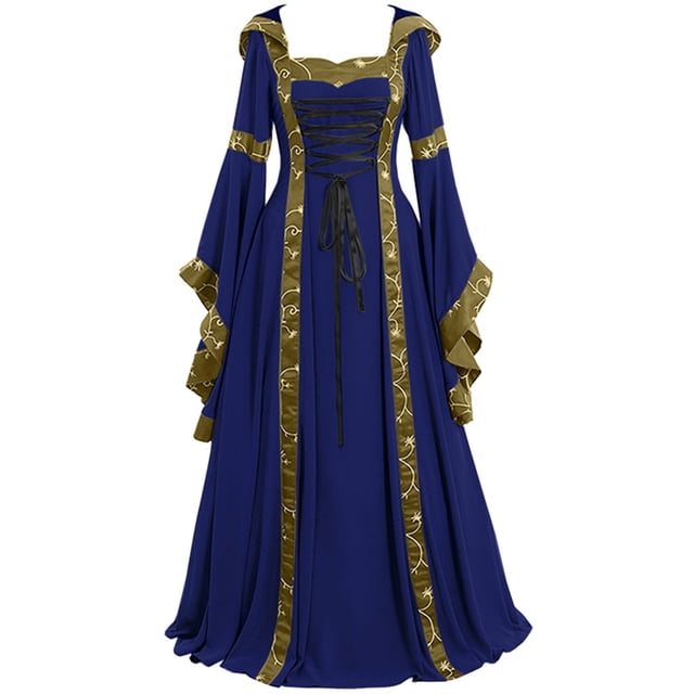 UPPADA Robe Victorienne pour Femmes Robe Victorienne pour Femmes Robe de Bal des Années 1800 Robes Renaissance Médiévales Robe à Lacets Longueur au Sol Robes d'Halloween Robes Rouges pour Ados