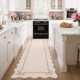 thumbnail image 3 of GlowSol 2'x6' Scalloped Bow Border Area Rug, Modern Solid Washable Rug with Non Slip TPR Backing, Stain Resistant Low Pile Indoor Carpet Mat for Bedroom Hallway Nursery Decor, Beige, 3 of 8
