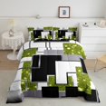 thumbnail image 2 of YST Abstract Geometric Comforter Set Full Lime Green Black Grey White Checkered Bedding Set Glitter Stars Sequins Down Comforter For Kids Boys Girls,Geometry Grids Quilt Duvet 3 Pcs, 2 of 6