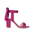 thumbnail image 3 of BLISSFUL STEP Women's Sandals Ankle Tie Back Open Toe Block Heels Hot Pink 8, 3 of 7