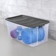 thumbnail image 4 of Sterilite 189 L Bac à loquets, extra-grand bac de rangement en plastique transparent durable avec couvercle, gris foncé, 4 of 7