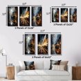 thumbnail image 4 of Designart "Train Misty Morning Painting II" Modern Framed Wall Art Set Of 3 - Yellow Train Frame Gallery Wall Set For Home Decor, 4 of 6