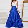 thumbnail image 2 of Pisexur Robes pour Femmes Col en V Sans Manches Robes de Cocktail pour Femmes Tunique à Bretelles Robe Maxi Fluide Robe de Bal de Promo Robe de Fête Mode Couleur Patchwork Longues Robes de Retour à la Maison, 2 of 8