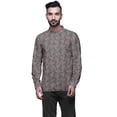 thumbnail image 1 of Atasi Kurta en Coton à Manches Longues à Revers pour Hommes Col Mandarin Chemise Ethnique Imprimée, 1 of 1