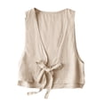 thumbnail image 1 of Timegard Débardeurs pour Femmes Sans Manches Légers Mode d'Automne Décontractée Veste Courte à Nouer devant Gilet, 1 of 5
