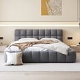 thumbnail image 2 of Noble House Queen Upholstered Platform Bed,Thick Linen Fabric Solid MDF Frame,Gray, 2 of 10