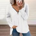 thumbnail image 2 of Timegard Hauts Grande Taille pour Femmes Col en V Fermeture Éclair Illet Manches Longues Blouse Tunique Décontractée Habillée, 2 of 6