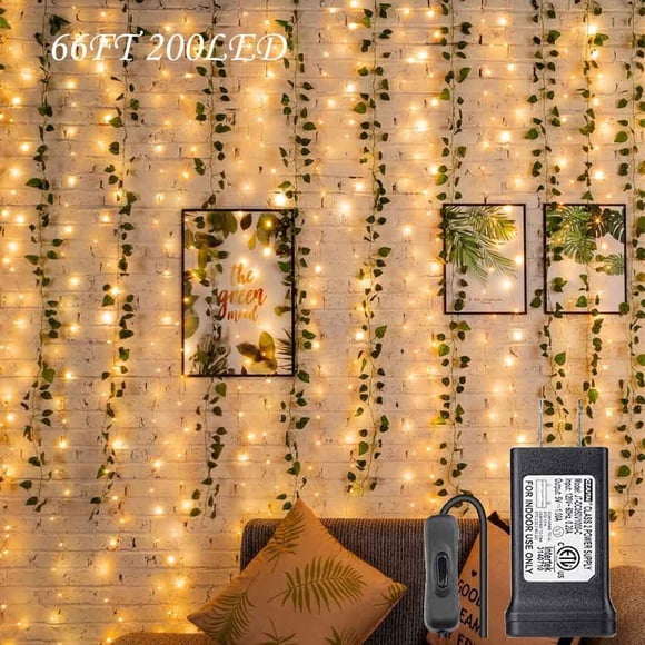 Fairy Lights Plug in,String Lights for Bedroom,66ft 200 D Twinkle Lights Outdoor,Aesthetic Room Decor Cute Things for Teen Girls,Warm White