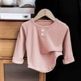 thumbnail image 2 of LOVZFMLL Hauts pour Petites Filles, Blouse de Pyjama Unie Décontractée de Tous les Jours à Boutons devant, Col Rond, Manches Longues, Vêtements d'Automne 6-7 Ans Vêtements pour Filles, 2 of 3