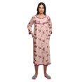 thumbnail image 4 of Moomaya Robe de Nuit Imprimée Longueur Genou en Coton avec Bordure en Dentelle Manches 3/4 pour Femmes, 4 of 5