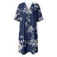 thumbnail image 4 of TJAZFJPA Robes Moulantes pour Femmes Mode pour Femmes Été Style Plage Imprimé Col en V Manches 5/4 Robe Décontractée (1) Robe Formelle d'Hiver Femme Robe d'Été pour Femmes, 4 of 5