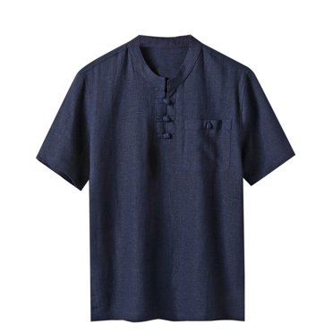 EOYWHK T-Shirts en Coton et Lin pour Hommes Grande Taille Compression Ajustée Col en V Chemises de Gym Évacuant l'Humidité Hauts d'Entraînement jusqu'à 60 % de Réduction, M-5TG