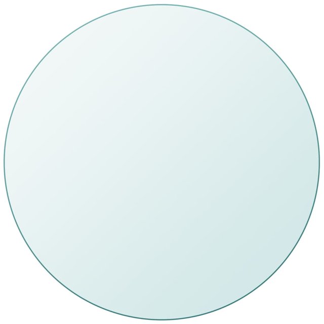 vidaXL Table Top Tempered Glass Round 500 mm. A transparent, round tempered glass table top with a diameter of 500 mm and a thickness of 8 mm. Suitable for dining tables, coffee tables, or garden tables, and designed to protect surfaces from scratches. Durable and easy to clean.