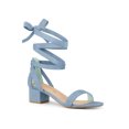 thumbnail image 1 of BLISSFUL STEP Women's Opened Toe Block Heel Lace up Dress Sandals Blue Haze 6.5, 1 of 7