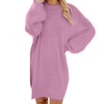 thumbnail image 2 of Dvkptbk Robes pour Femmes 2023 Décontractées à Col Rond Amples en Peluche Robes Mode à Manches Longues Mi-Mollet Midi Longues Robes, 2 of 6