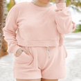 thumbnail image 3 of Sweat-shirt et Short Élastique pour Femme Survêtement 2 Pièces à Manches Longues, 3 of 5
