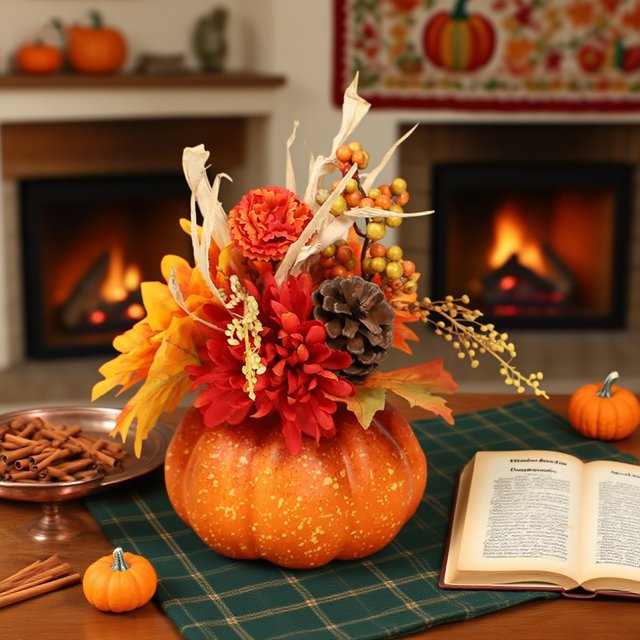 WHEANG Halloween Pumpkin Artificial Flower Arrangement Realistic Fall Centerpiece (Set Of 3)