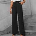 thumbnail image 2 of Timegard Work Pants for Women Casual Office Loose Pants Fall Ruched Straight Leg High Waist Trousers, 2 of 7