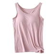 thumbnail image 1 of GDREDA Robes Débardeurs Femme Été Débardeurs Femme avec Soutien-Gorge Intégré 2024 Été Décontracté Col Rond Sans Manches Camisole Grande Taille Rembourrée Hauts d'Entraînement Débardeurs et Camisoles pour Femme Rose,TG, 1 of 9