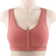 thumbnail image 2 of MIASHUI Front Closure Bras for Older Women Push Up Breathable Front Button Bralette Comfy Sleep Bras,Watermelon Red,36, 2 of 4