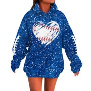 Women Sweatshirts No Hood Fashion Sweatshirts Womens Warm Shirts Womens Pullover Knit Sweater over Hoodies Women's Fashion Hoodie With Print Long Sleeve Pullover Casual Comfortable Sweat Blue XXXXXXXL