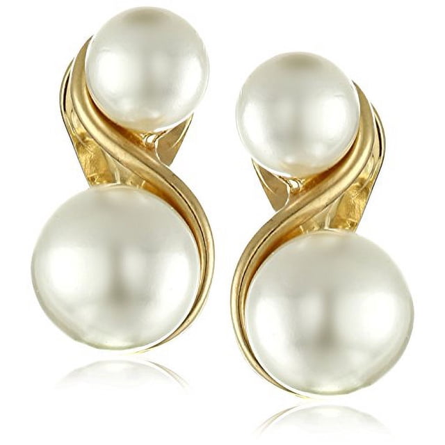 Anne Klein Boucles d'Oreilles à Clip Ton Or et Fausses Perles