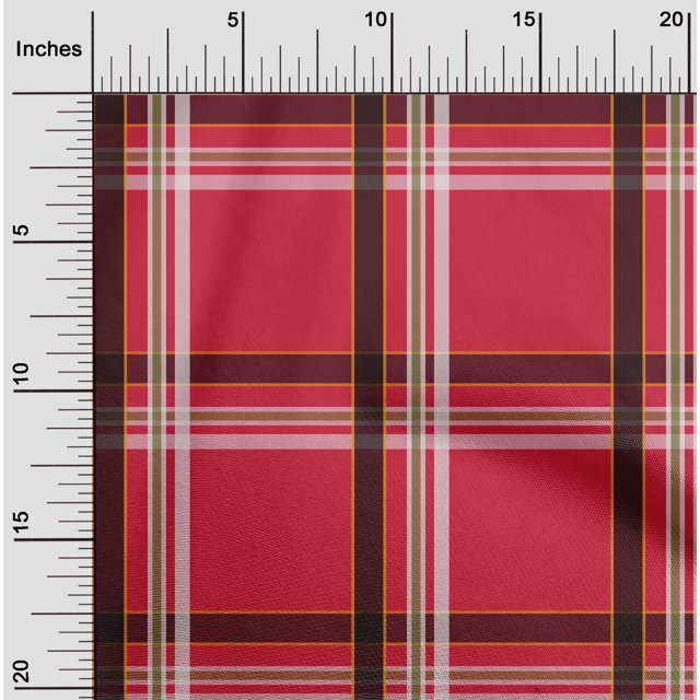oneOone Polyester Lycra Bright Red Fabric Madras Check Sewing Material Print Fabric By The Yard 56 Inch Wide