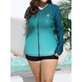 thumbnail image 2 of Charmo Womens Plus Size Long Sleeve Rash Guard Top Zipper Sufing Swim Shirt, 2 of 6